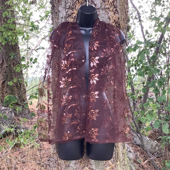 24 by 70 Brown Shawl Bridesmaids Scarf Wedding Accessories Former Event outfits - Picture 5 of 7